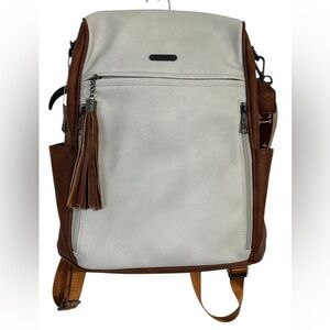Cluci Unisex large Travel White and Brown Backpacks